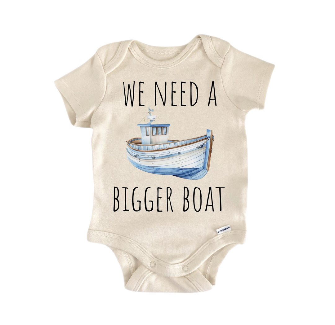 a baby bodysuit with a boat on it