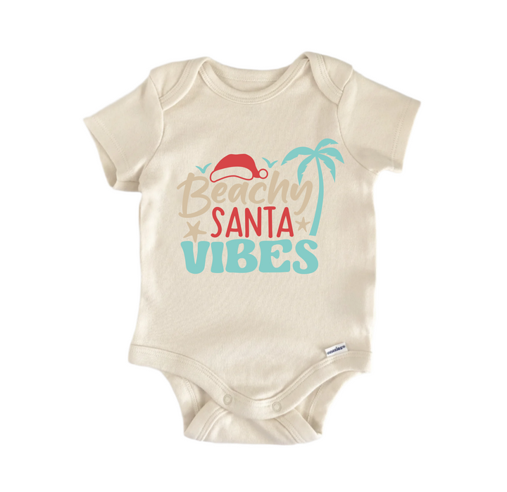 Beachy Santa Vibes Christmas - Baby Boy Girl Clothes  Bodysuit Funny Cute