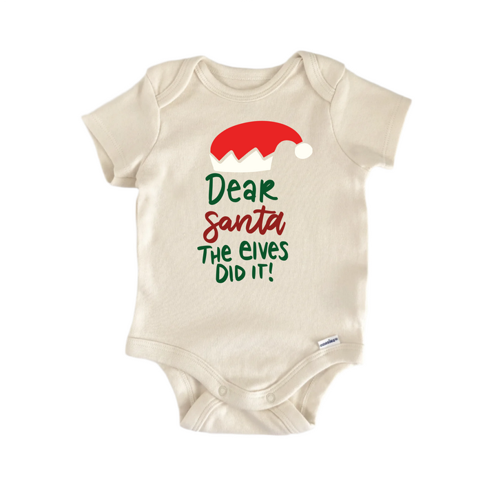 Dear Santa The Elves Did It -  Baby Boy Girl Clothes  Bodysuit Funny Cute Newborn