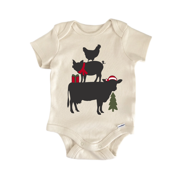 Farm Animals Christmas - Baby Boy Girl Clothes  Bodysuit Funny Cute