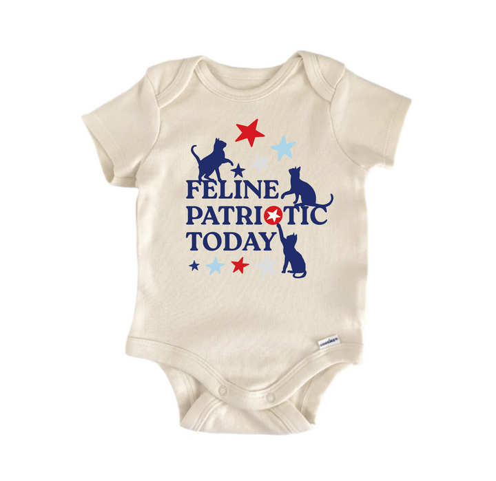 Feline Patriotic Today July 4th Patriotic - Baby Boy Girl Clothes  Bodysuit