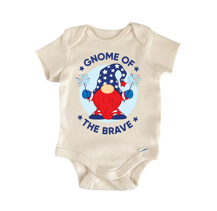 Gnome Of The Brave  July 4th Patriotic -  Baby Boy Girl Clothes  Bodysuit