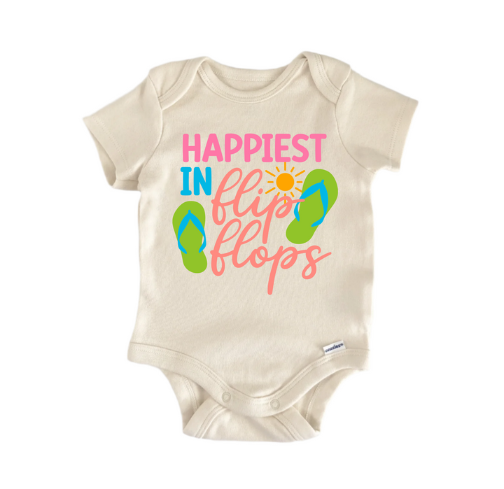 Happiest Flip Flops Summer - Baby Boy Girl Clothes Infant Bodysuit Funny Cute