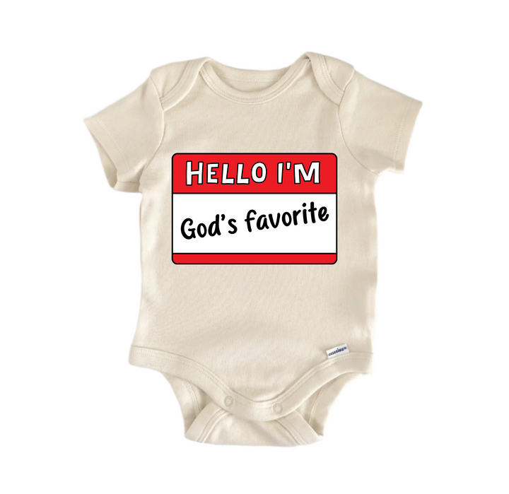 Hello I'm God's Favorite Jesus Religious God Christian -  Baby Boy Girl Clothes  Bodysuit