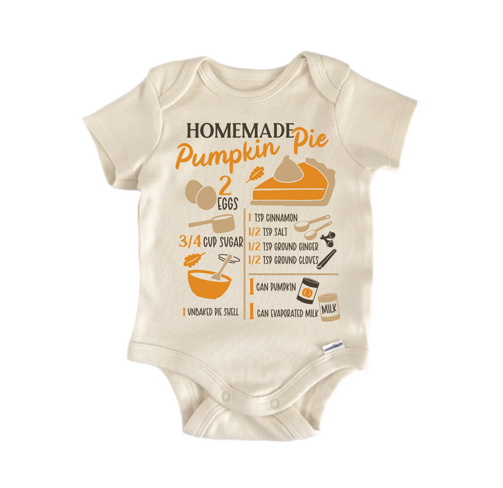 Homemade Pumpkin Pie Recipe Fall Baking - Baby Boy Girl Clothes  Bodysuit Funny Cute