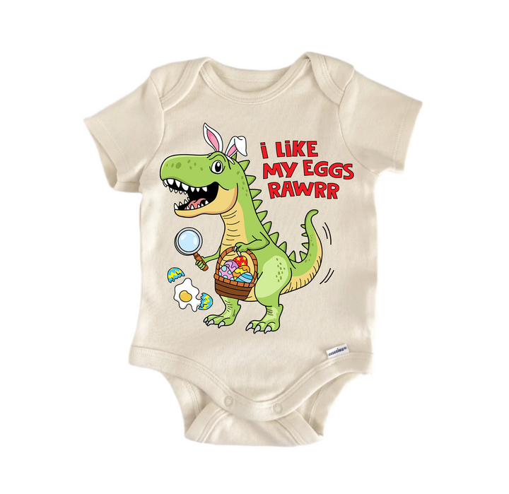 I Like My Eggs Rawrr Easter -  Baby Boy Girl Clothes  Bodysuit Funny Cute