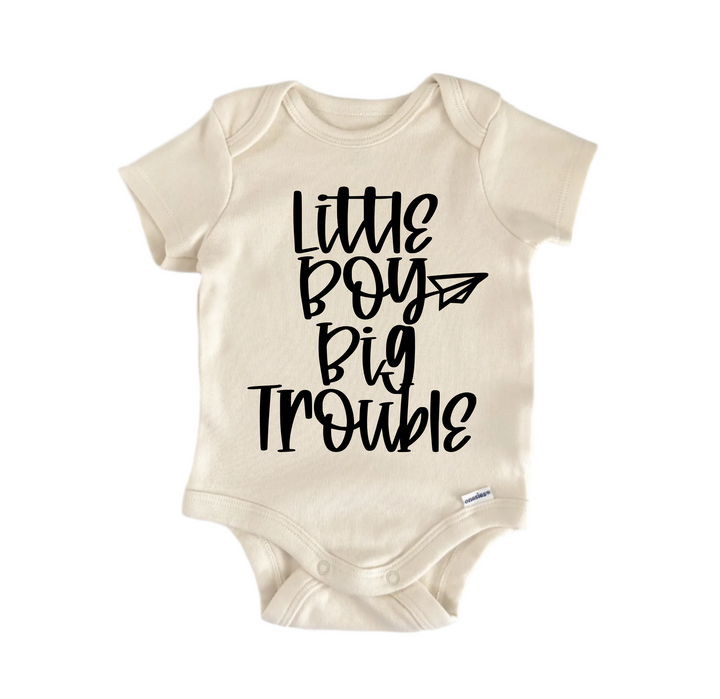 Little Boy Big Trouble - Baby Boy Girl Clothes Infant Bodysuit Funny Cute Newborn