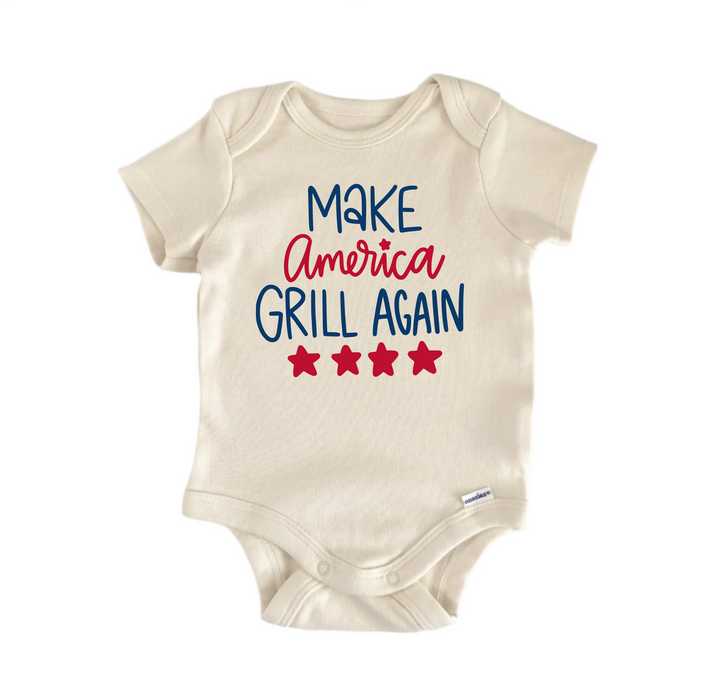 Make America Grill Again Patriotic July 4th -  Baby Boy Girl Clothes  Bodysuit Funny