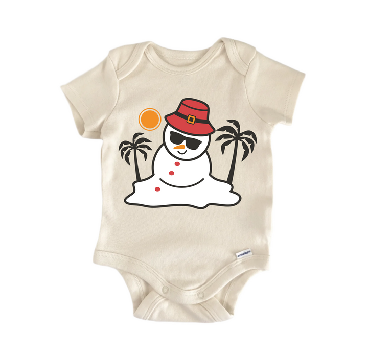 Melting Snowman Beach Christmas - Baby Boy Girl Clothes Infant Bodysuit Funny Cute