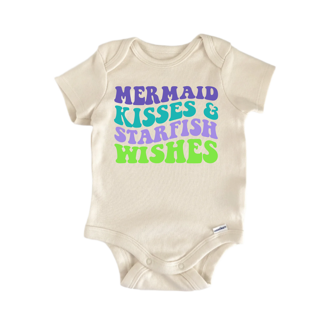 Mermaid Kisses & Starfish Wishes -  Baby Boy Girl Clothes  Bodysuit Funny Cute Newborn