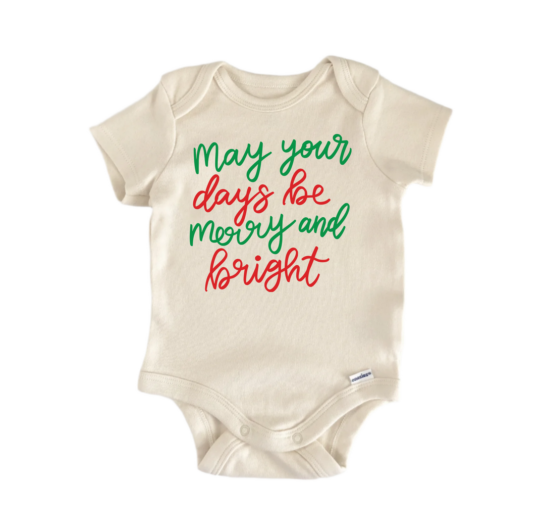 Merry and Bright  Christmas -  Baby Boy Girl Clothes  Bodysuit Funny Cute