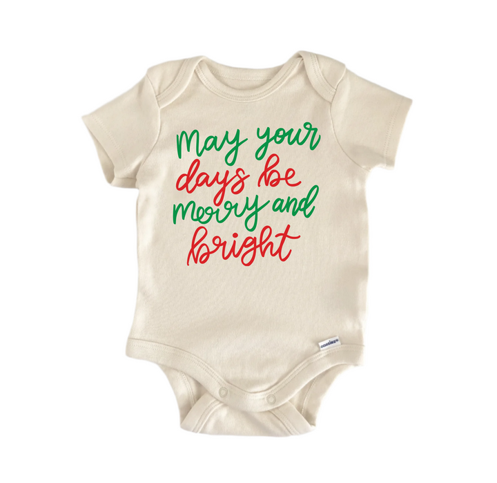 Merry and Bright  Christmas -  Baby Boy Girl Clothes  Bodysuit Funny Cute