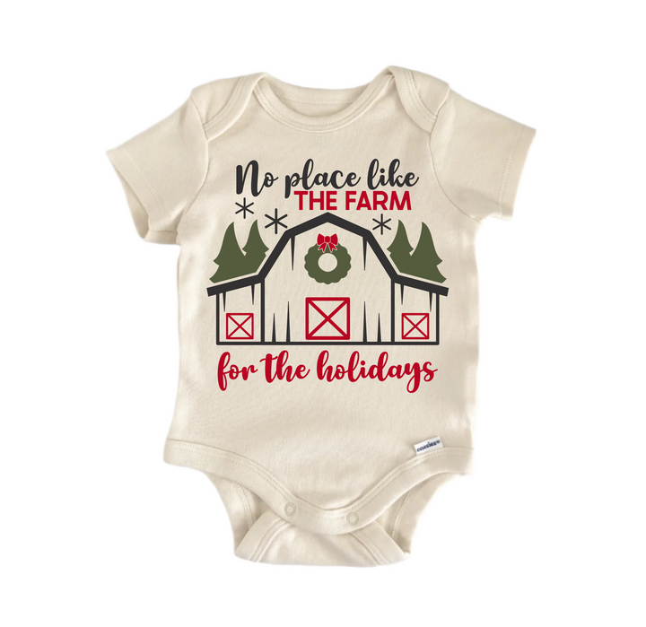 No Place Like The Farm For The Holidays Christmas - Baby Boy Girl Clothes  Bodysuit Funny Cute