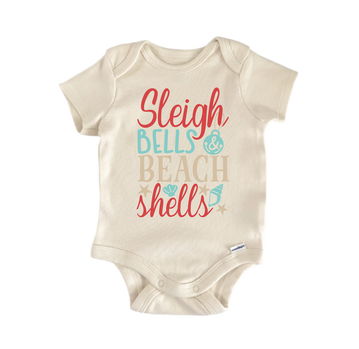 Sleigh Bells Beach Shells Beach Christmas - Baby Boy Girl Clothes Infant Bodysuit Funny Cute