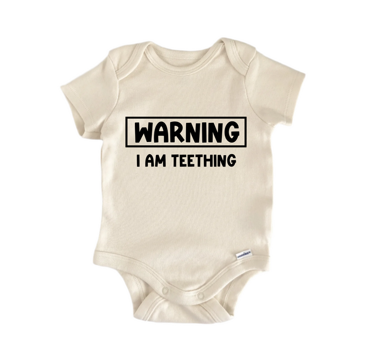 Warning I Am Teething - Baby Boy Girl Clothes Infant Bodysuit Funny Cute Newborn