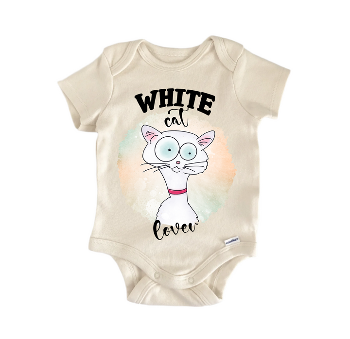 White Cat -  Baby Boy Girl Clothes  Bodysuit Funny Cute