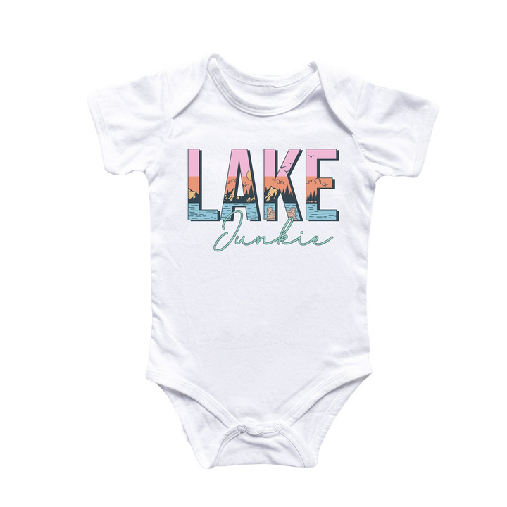 a baby bodysuit that says lake junkie