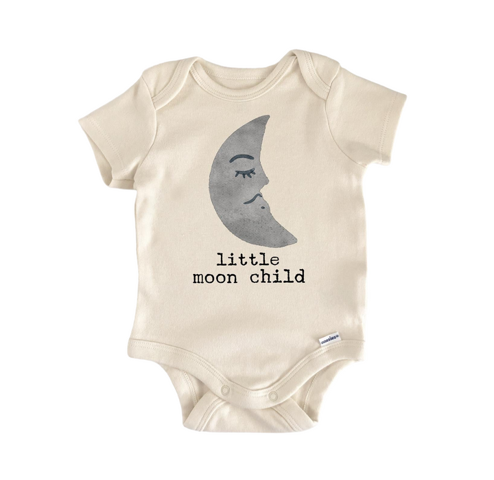 a baby bodysuit with the words little moon child on it