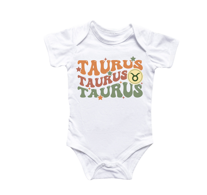 a white bodysuit with the words taurus taurus on it