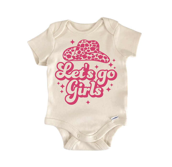 a baby bodysuit that says let's go girls