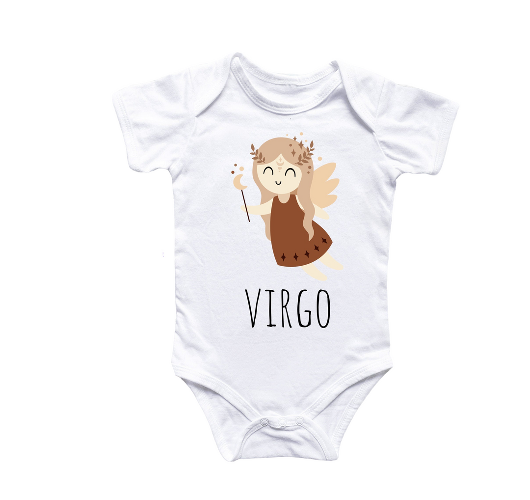 a baby bodysuit with an angel on it