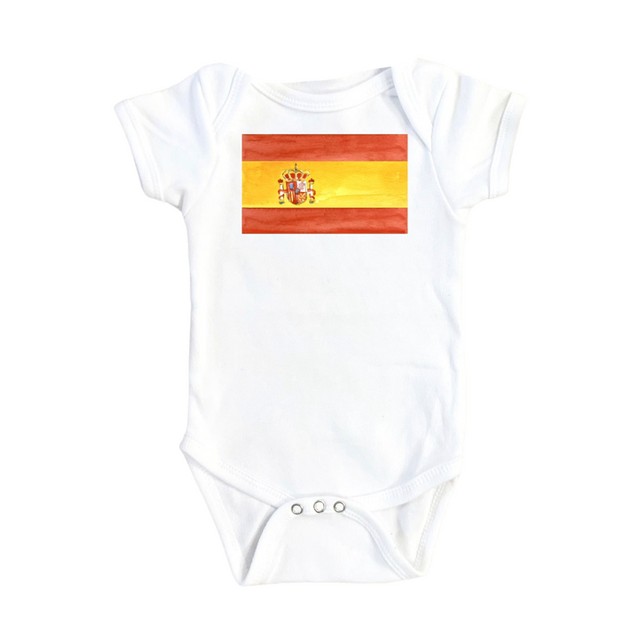 a baby bodysuit with the flag of spain