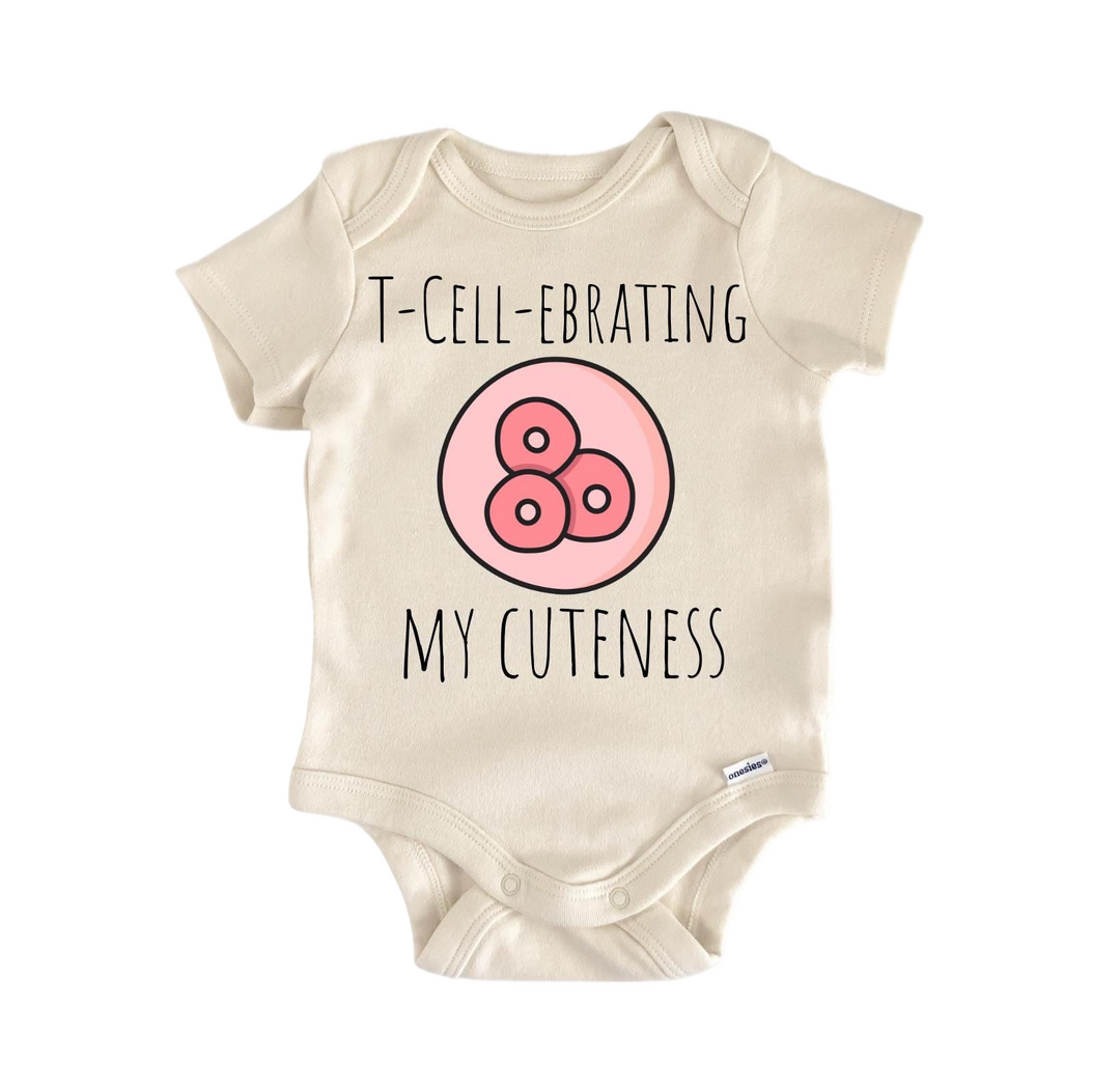 a baby bodysuit that says t - cell - brating my cuteness