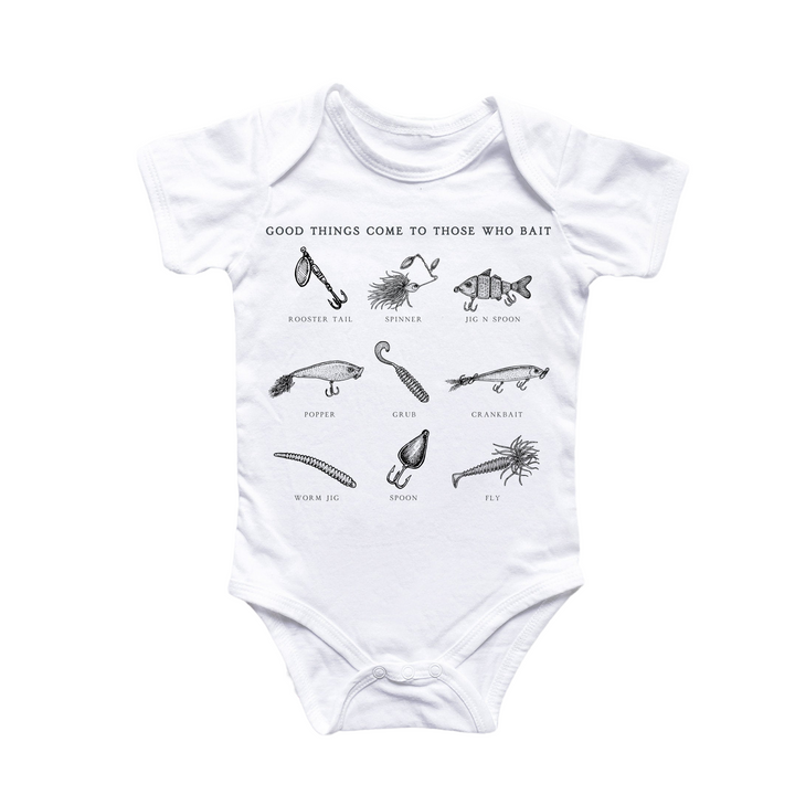 a white bodysuit with different types of fish on it