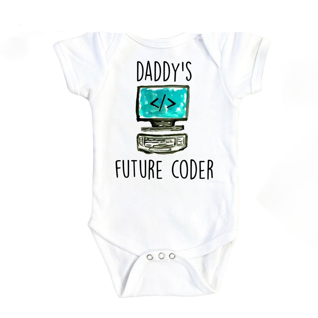 a baby bodysuit that says daddy's future coder