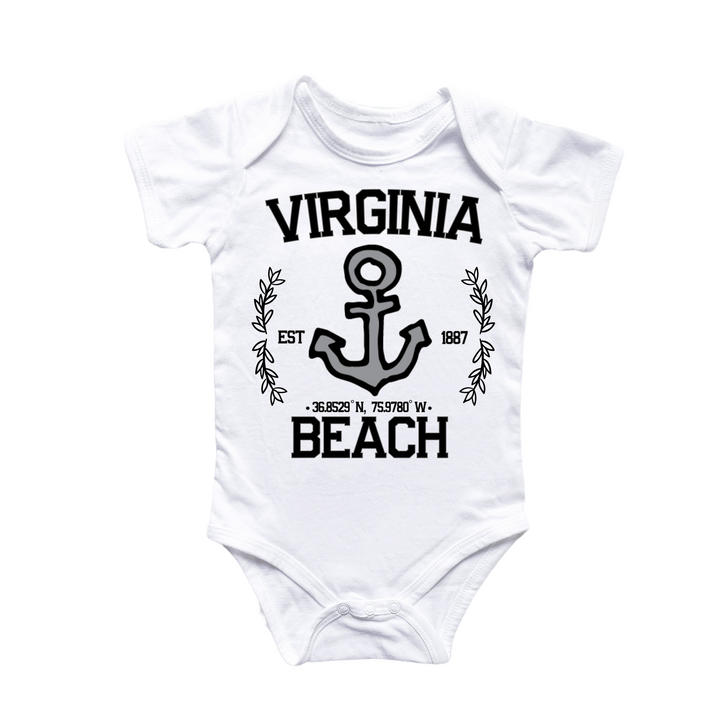 a white bodysuit with an anchor and the words, virginia beach