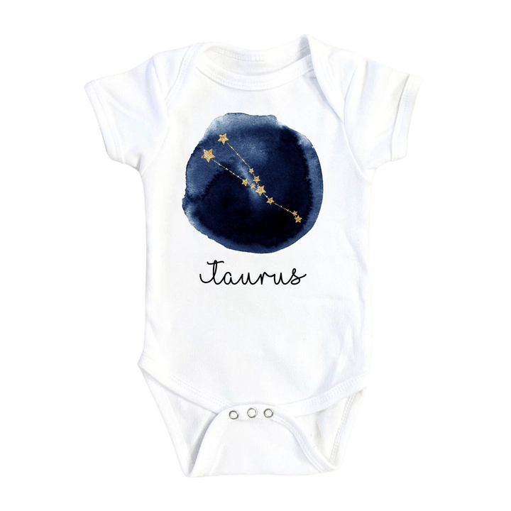 a baby bodysuit with the word taurus written on it