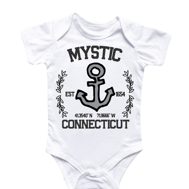 Mystic Connecticut - Baby Boy Girl Clothes Infant Bodysuit Funny Cute Newborn Onesie