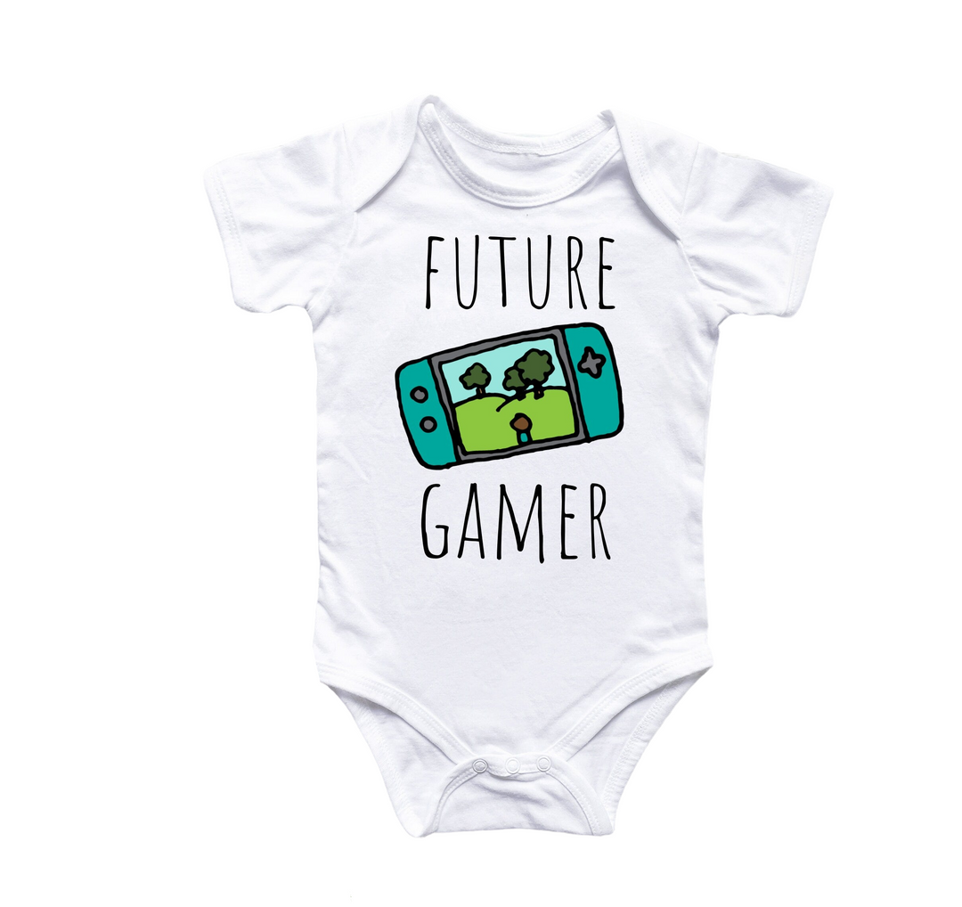 a baby bodysuit that says, future gamer