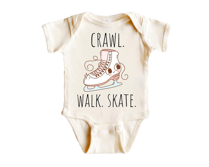 a baby bodysuit with a picture of a skateboarder on it