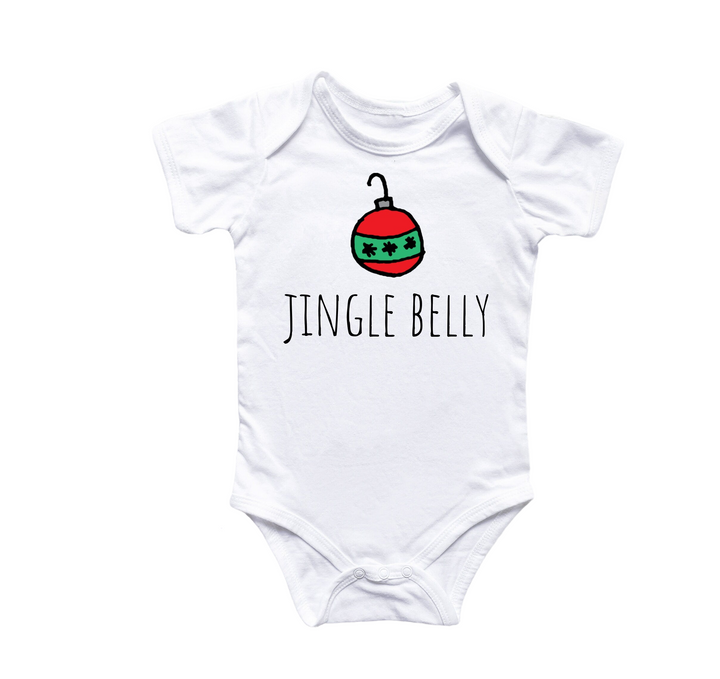 a white baby bodysuit with the words jungle belly printed on it