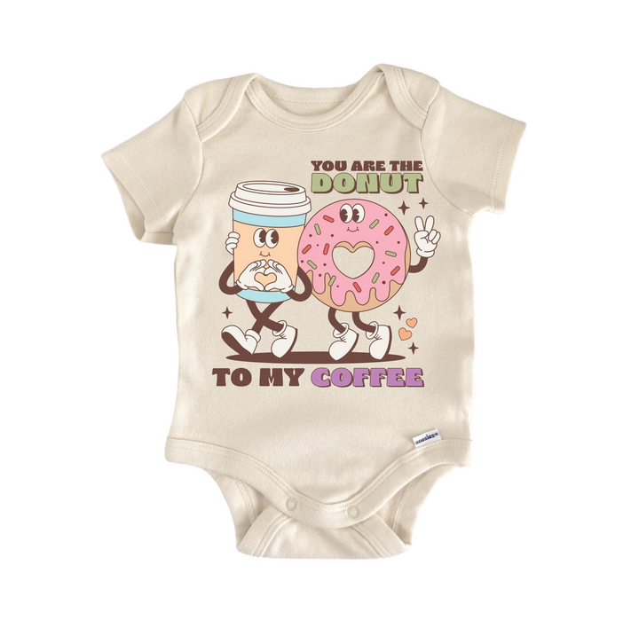 a baby bodysuit that says you are the donut to my coffee