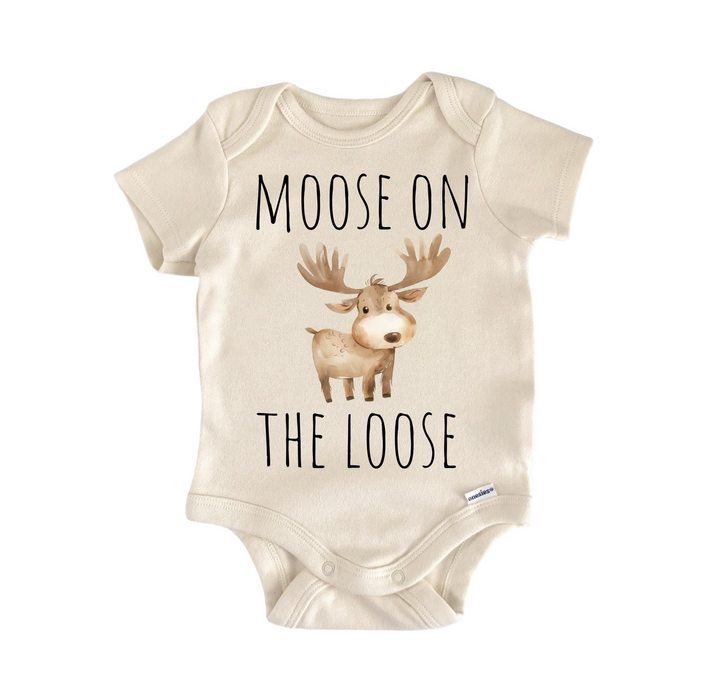 a baby bodysuit that says moose on the loose