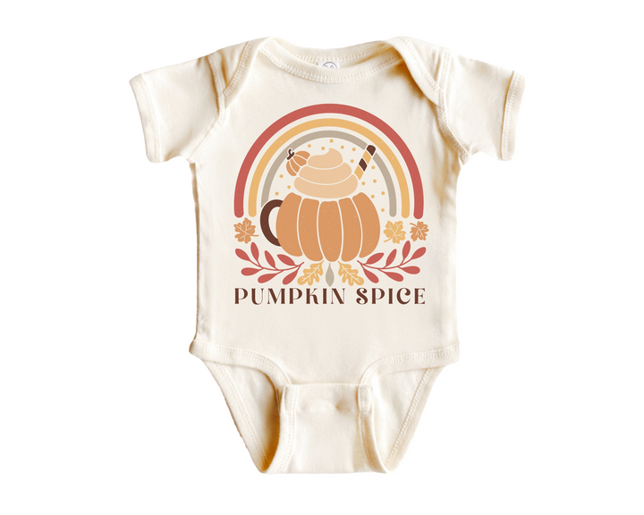 a baby bodysuit that says pumpkin spice