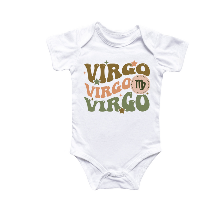 a white bodysuit that says virgo virgo