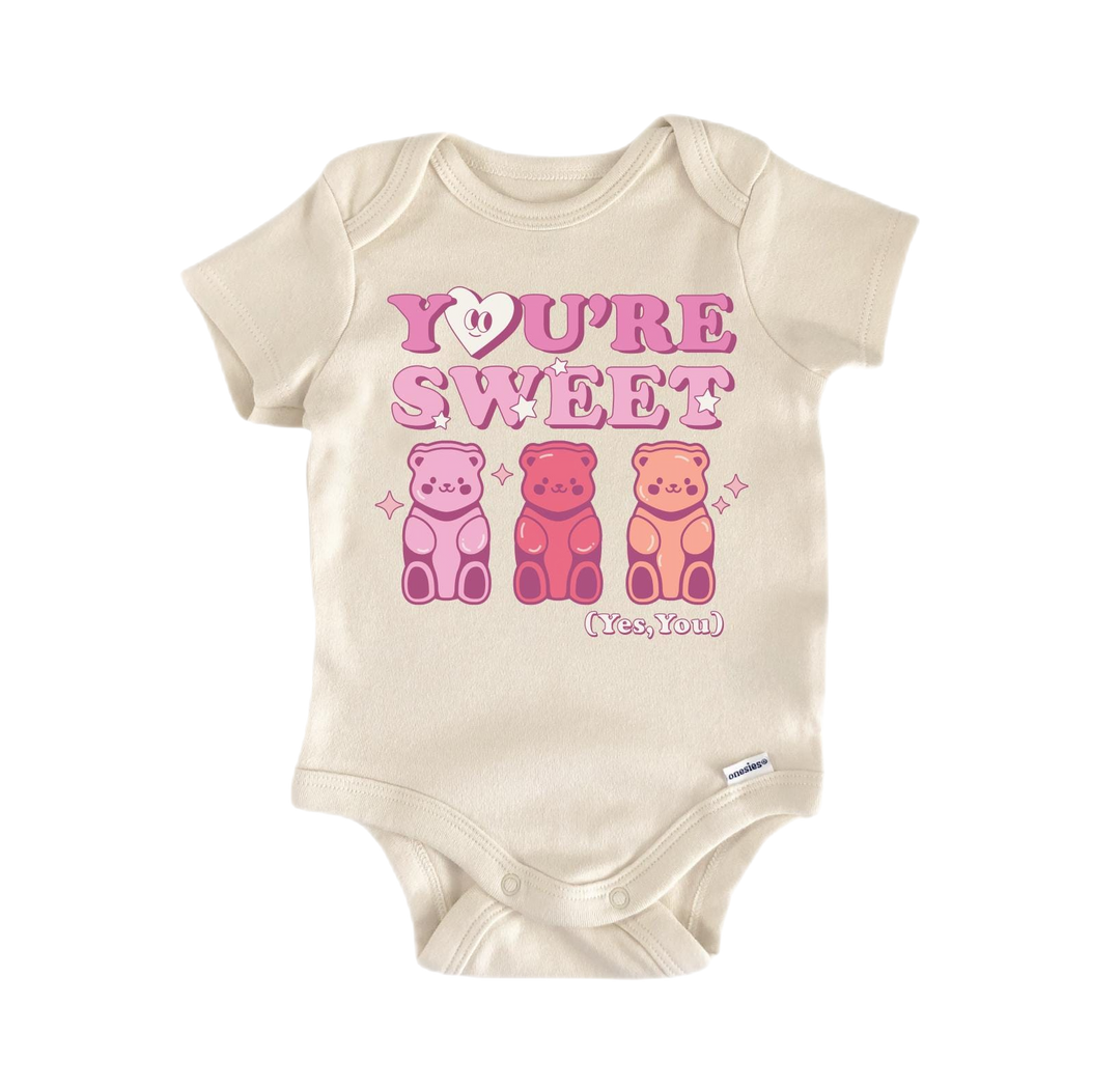 a baby bodysuit that says you're sweet