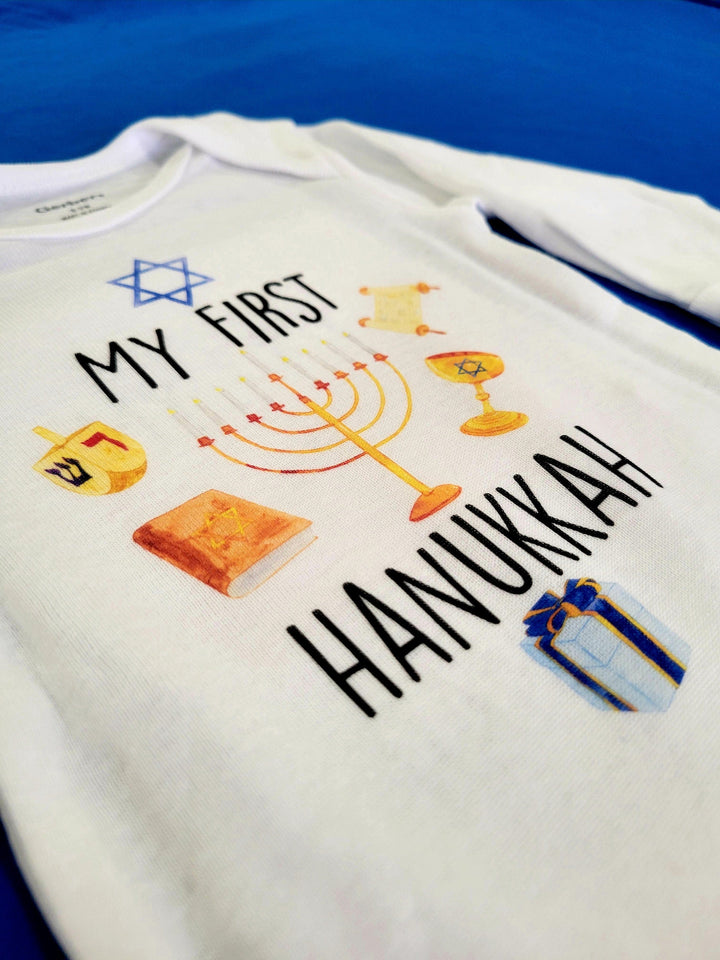 First Hannukah - Baby Boy Girl Clothes Infant Bodysuit Funny Cute Newborn Onesie