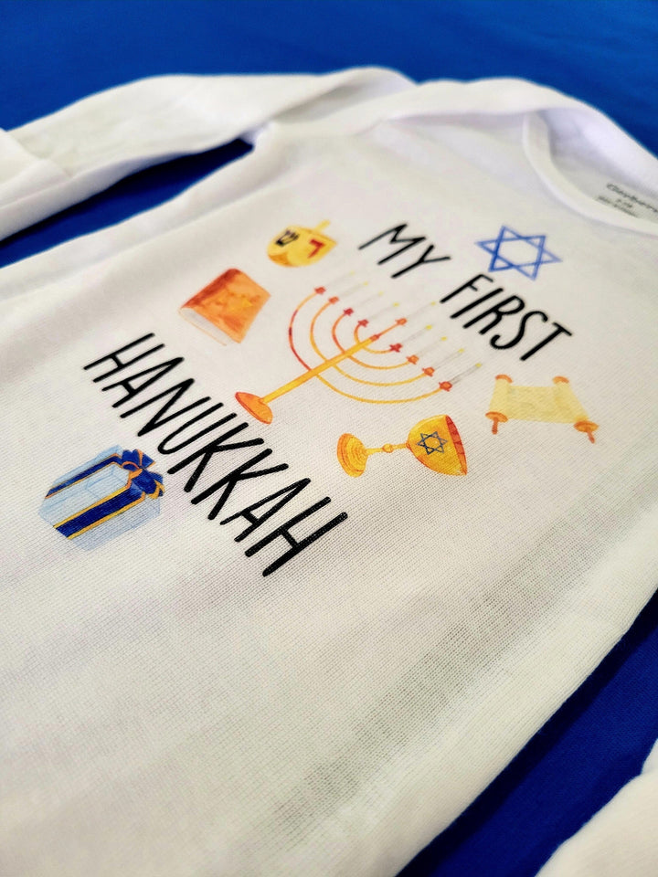 First Hannukah - Baby Boy Girl Clothes Infant Bodysuit Funny Cute Newborn Onesie