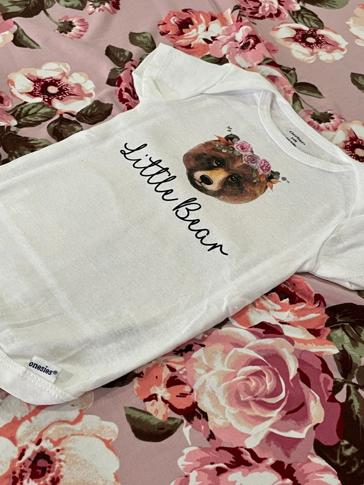 Bear Floral - Baby Boy Girl Clothes Infant Bodysuit Funny Cute Newborn Onesie