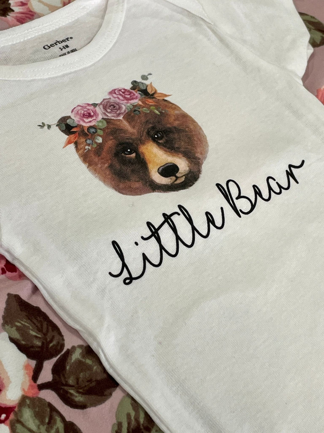 Bear Floral - Baby Boy Girl Clothes Infant Bodysuit Funny Cute Newborn Onesie