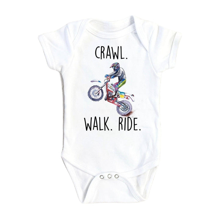 Dirt Bike Crawl - Baby Boy Girl Clothes Infant Bodysuit Funny Cute Newborn Onesie