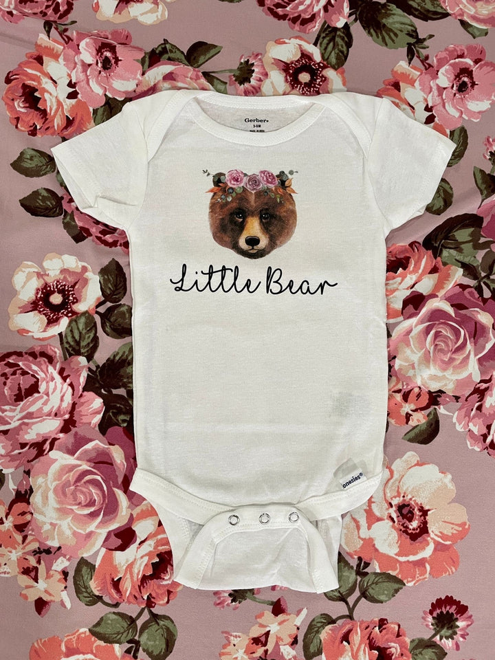 Bear Floral - Baby Boy Girl Clothes Infant Bodysuit Funny Cute Newborn Onesie