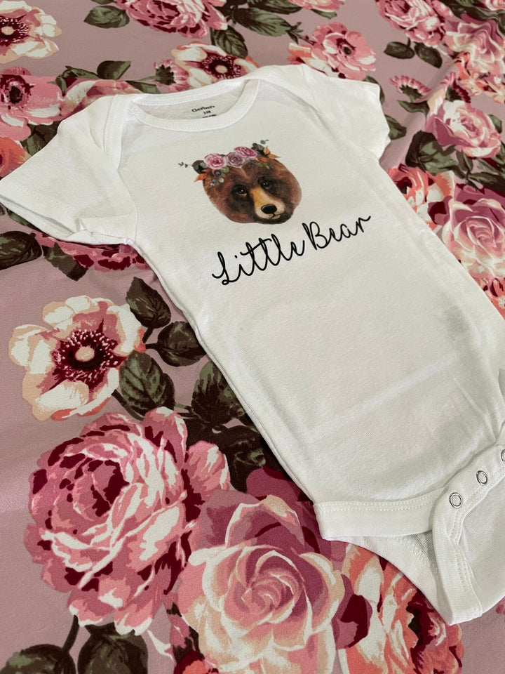 Bear Floral - Baby Boy Girl Clothes Infant Bodysuit Funny Cute Newborn Onesie