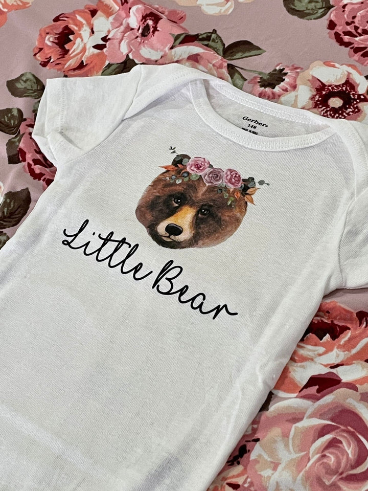 Bear Floral - Baby Boy Girl Clothes Infant Bodysuit Funny Cute Newborn Onesie