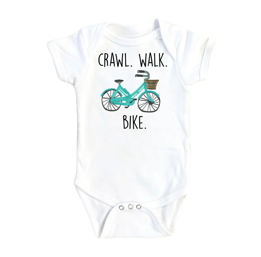 Bicycle Crawl Blue - Baby Boy Girl Clothes Infant Bodysuit Funny Cute Newborn Onesie