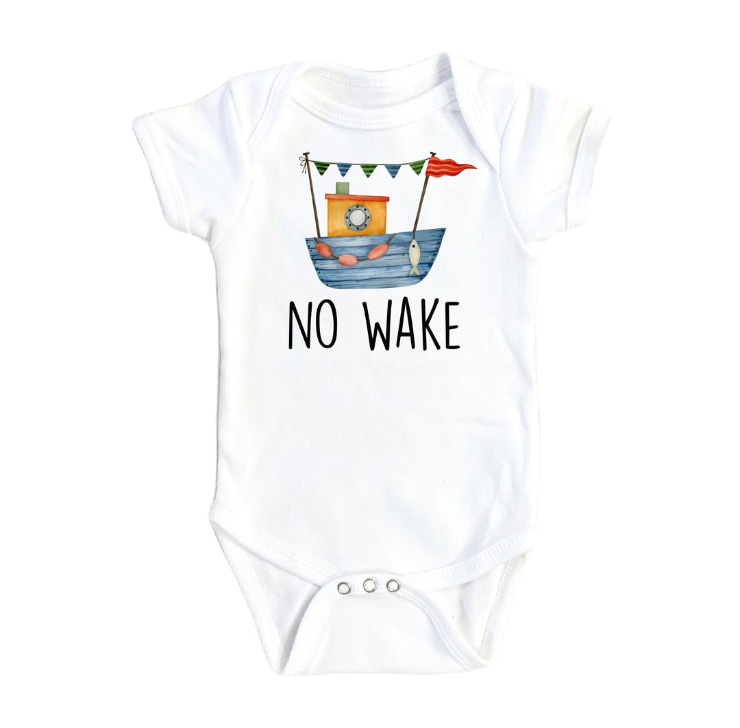 No Wake Boat - Baby Boy Girl Clothes Infant Bodysuit Funny Cute Newborn Onesie